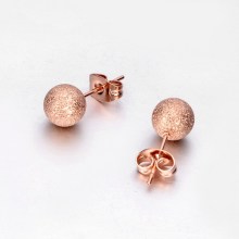 Scrub Version Of Popular Rose Gold Ball Earrings