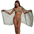 Womens Beach Sarong Pareo Short Skirt with Tassels