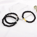 Black agate stone fit life dumbbell bracelet