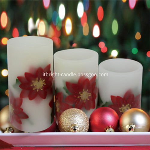 Poinsettia LED flameless candles for Christmas