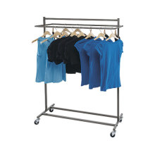 Boutique Raw Steel Double Salesman Rolling Rack