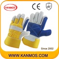 Yellow Blue Industrial Hand Safety Cowhide Luvas de couro de couro dividido (110162)