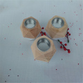 White Polygon Wooden Candle Holders Small Candlestick