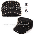 Fashion studded spiked rivet flat top cap military hat