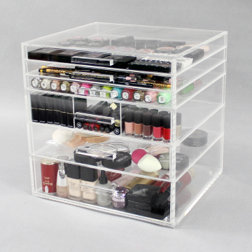 Boîte de rangement cosmétique en acrylique transparent pour le maquillage