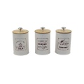 Set of 3 Metal Canister with Bamboo Lid