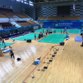 günstiger Badmintonplatz Sportboden