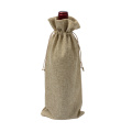 Burlap Environmental Friendly Recyclable Wine Bottle Pouch Long Drawstring Bag