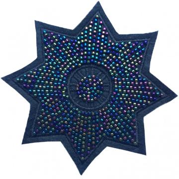 Parches de bordado de estrellas con cuentas de flores hechas a mano de cristal