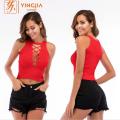 Camisola de punto ahuecada hacia fuera Sexy Mujer Crop Tops