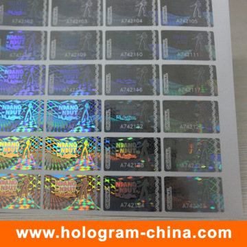 Security DOT Matrix Transparent Serial Number Hologram Sticker