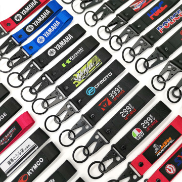 Luxury Nylon Wristlet Lanyard JDM Racing Car Keychain