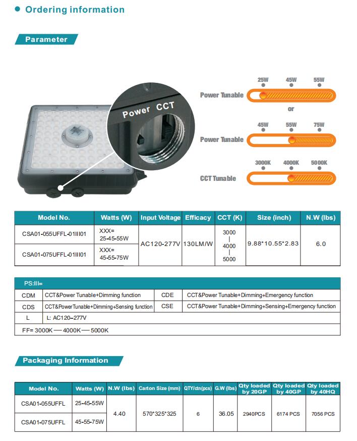 Power & CCT Tunable LED Garage Light & Gas Station Light 3