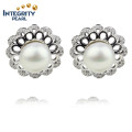 AAA 9mm Button Freshwater Boucles d'oreille de perles de haute qualité