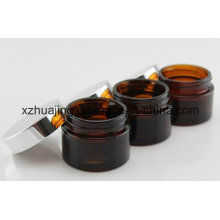 30g 50g 100g Amber Cosmetic Cream Glass Jar with Silver Screw Cap Wholesale