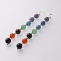 8MM / 6MM grânulos de pedra 7 Chakra Earring Healing