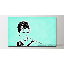 Arte pop de la pintura al óleo de Mordern Audrey Hepburn (PO-004)