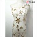 Star designs with beaded embroidery sequins fabric