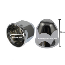 Chrome Bullet Push-on W / Flange Nut Covers para Caminhão Semi