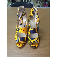 Africano impreso tela peep toe sandalia zapatos (HCY02-1516)