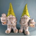 Stone Finish Decoration Cute Sitting Garden Dwarf with LED Light