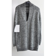 Cardigan long en tricot en V à fermeture à glissière avec fermeture à glissière pour hommes