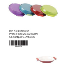 Coloré pan rond en céramique avec manche silicone