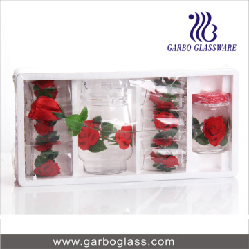 8PCS Printing Glass Drinking Set avec Polyfoam Pack