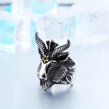 Stainless Steel Ring For Men's Satanic Rams Ring