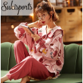 Women Cute Long-sleeved Cotton Nightwear Pajamas Set