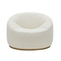 Round Nordic Style Living Room Lounge Chair Leisure Sofa Chair Teddy Fabric Home Furniture Dining Chair Modern Metal Steel Frame