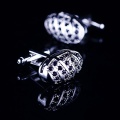 Custom Design Silver Plated Black Stones Cufflinks