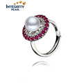 Anneau de perles d&#39;eau douce naturelle 7.5-8mm Bague de perles de conception simple ronde