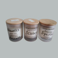 Frosted Glass Jar Scented Candles with Wooden Lids