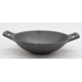 Cast iron wok with solid handle