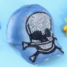 2014 new fashion spring autumn diamond Rivet skull Jeans baseball cap peak cap adjustable