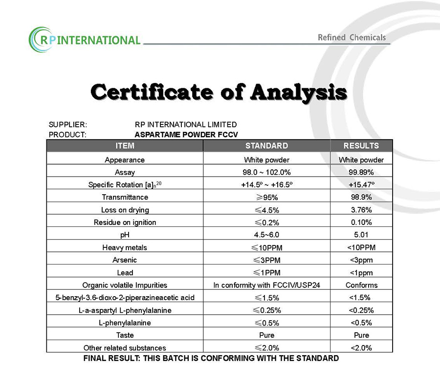 Specification-Aspartame