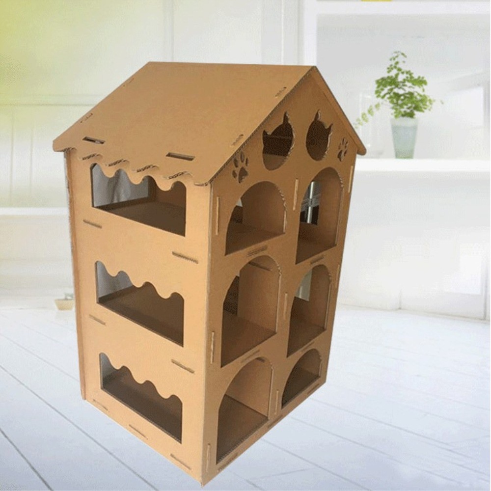 corrugating paper cat house