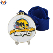 Custom metal soccer medals whole sale with ribbon