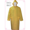 Waterproof Adult yellow long raincoat/pvc raincoat men