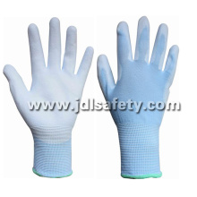 Gants de travail en Nylon bleu avec PU paume enduite (PN8004B)