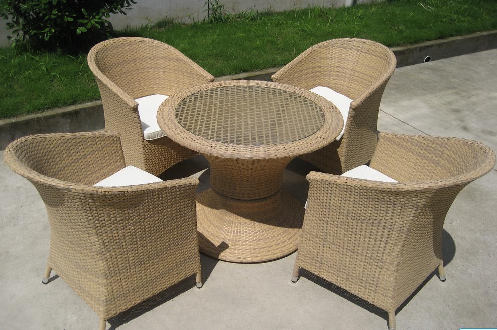 Outdoor Rattan Aluminium Bistro Dining Set Chairs