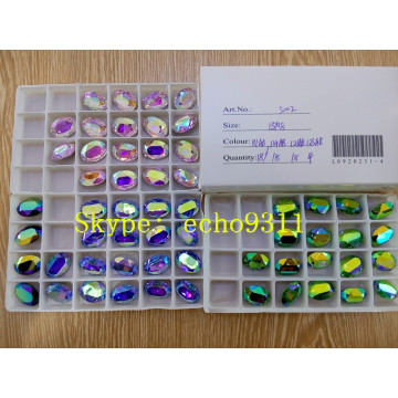 Rose Ab / Sapphire Ab Oval Crystal Stones Fancy Rhienstones