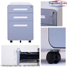 Round edge steel 3 drawer mobile file cabinets