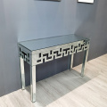 clear mirror geometric pattern console table