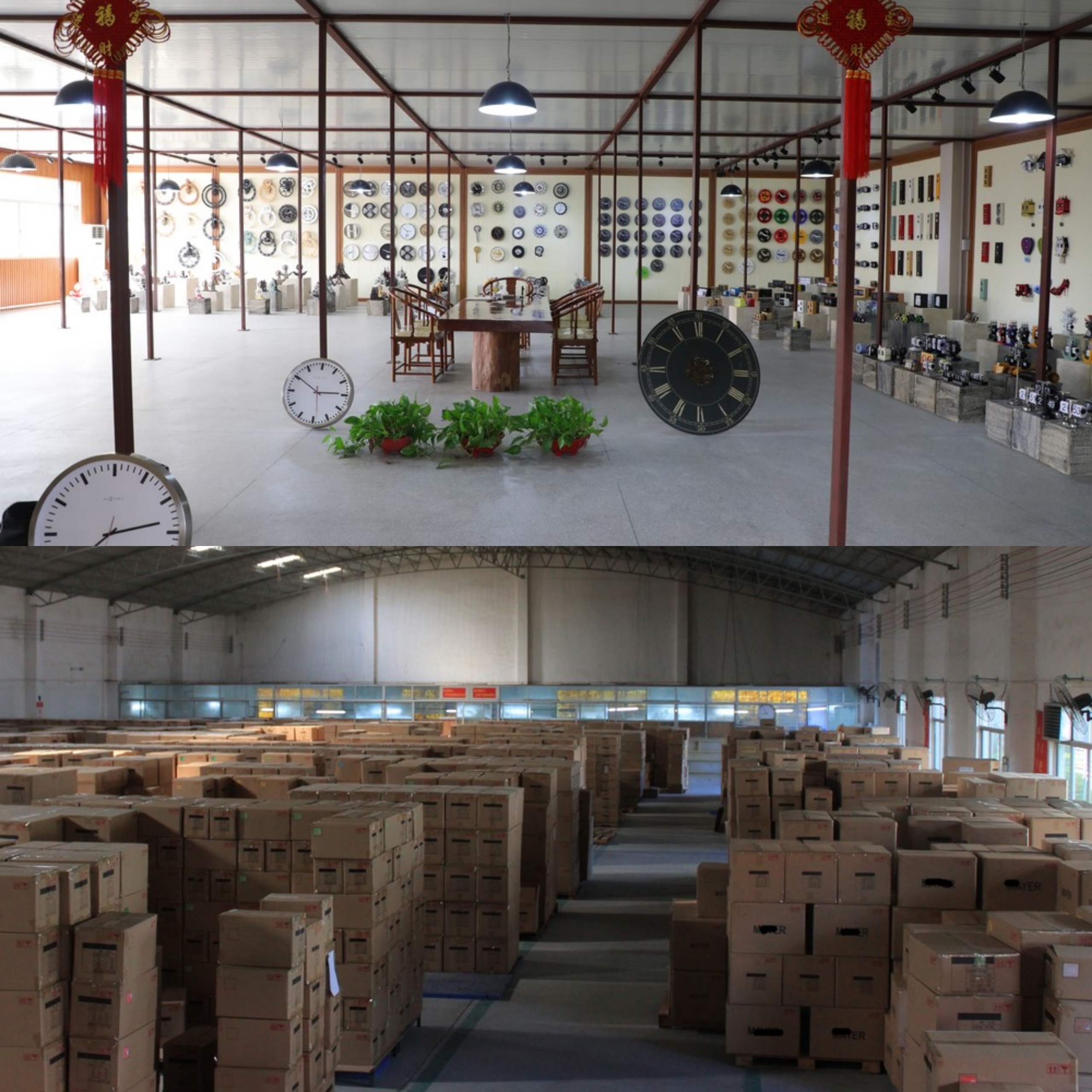 white clock showroom & warehouse