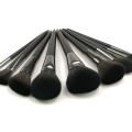 Brosse de maquillage en gros de 9 pièces avec poignée noire