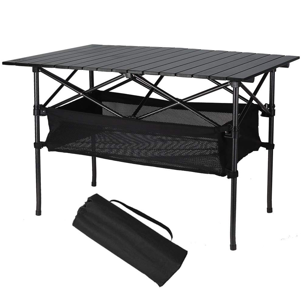 Aluminum Travel Table With Storage Basket