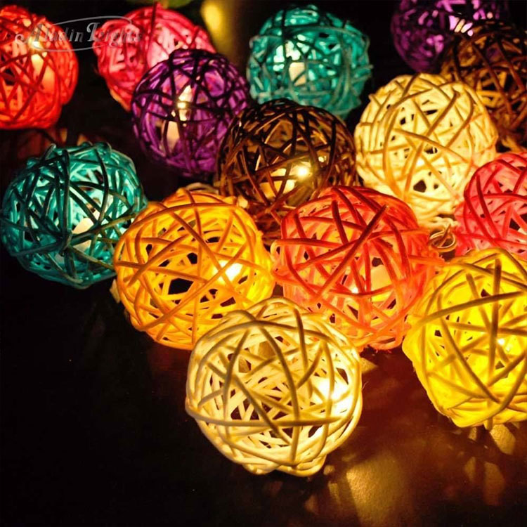 rattan ball cherry string light