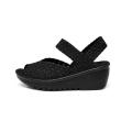 Black Fashion Women Platform Wedge Woven Sandals